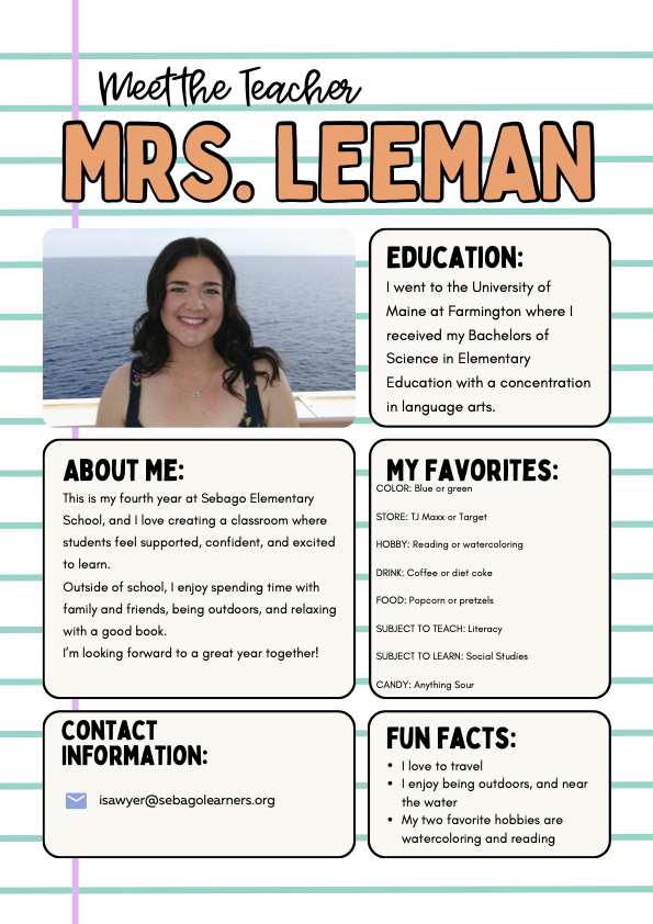 Meet the Teacher - Mrs. Leeman
